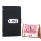 Black password lock cash book with combination lock and clear currency pocket sleeves
