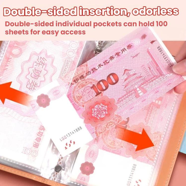 Cash book with double-sided pocket sleeves for storing banknotes