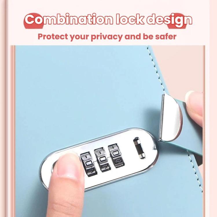 Cash book with built-in combination password lock and metal dial on cover