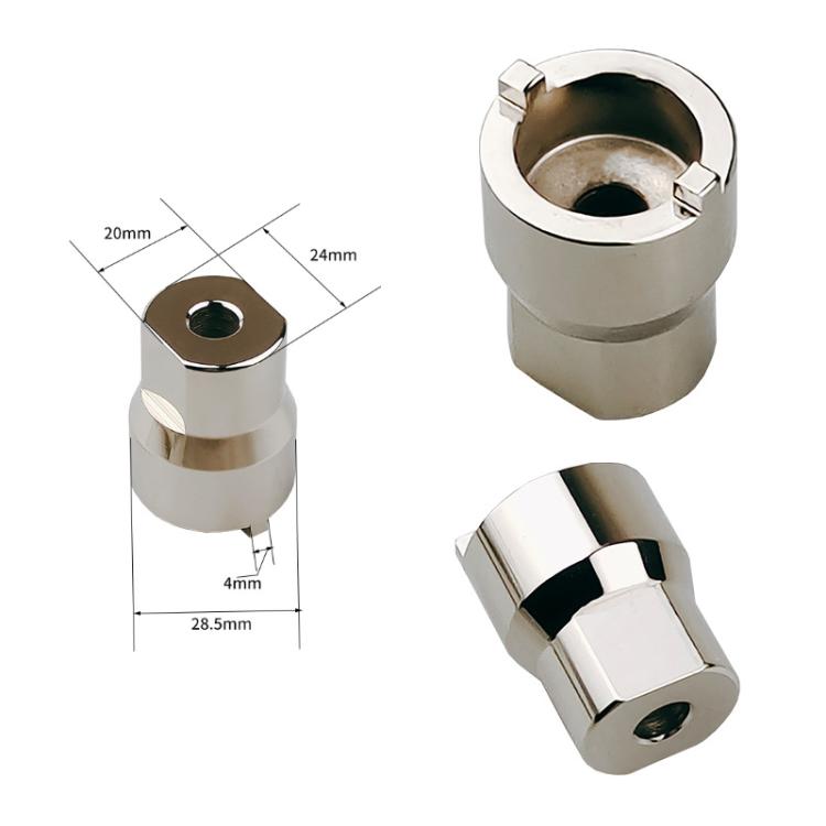 Bicycle hub remover tower base tools with slotted socket wrench, chrome metal