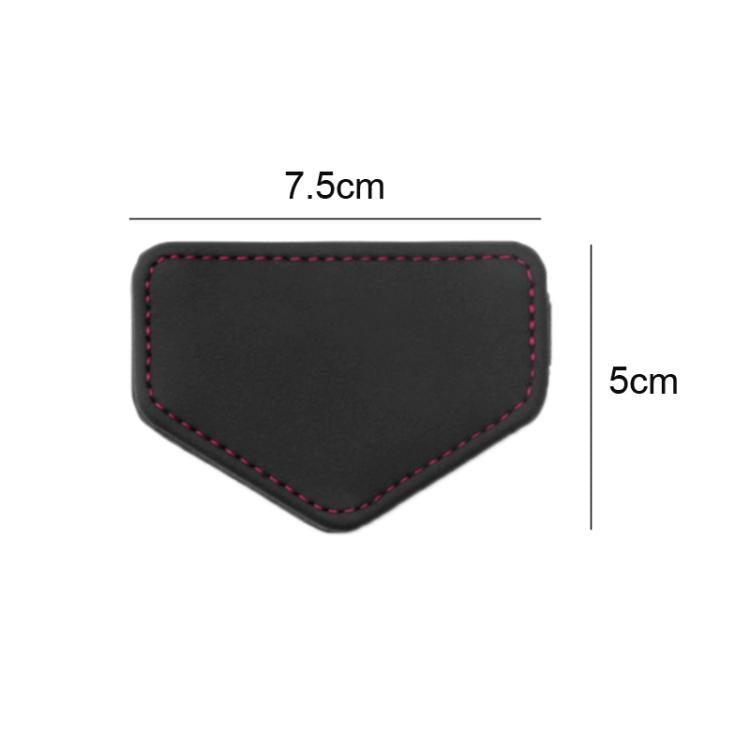 Car seat belt limiter pad, black with red stitching, 7.5cm x 5cm dimensions