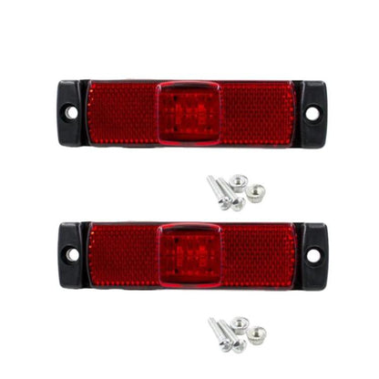 Red LED truck side marker lights set, rectangular red lens with black housing and holes