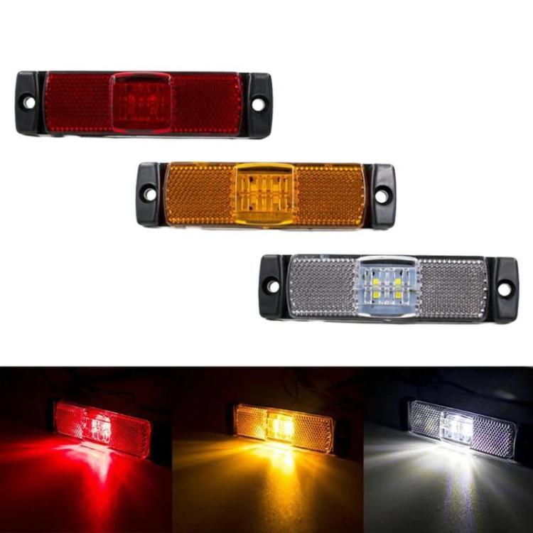 LED truck side marker light set with red, amber, and white lenses on black housings