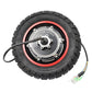 Rear wheel motor tire for scooter, black off-road tread with red rim ring