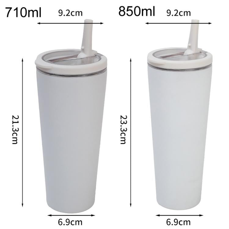 White vacuum insulated cup with sealed straw lid, 710ml and 850ml shown