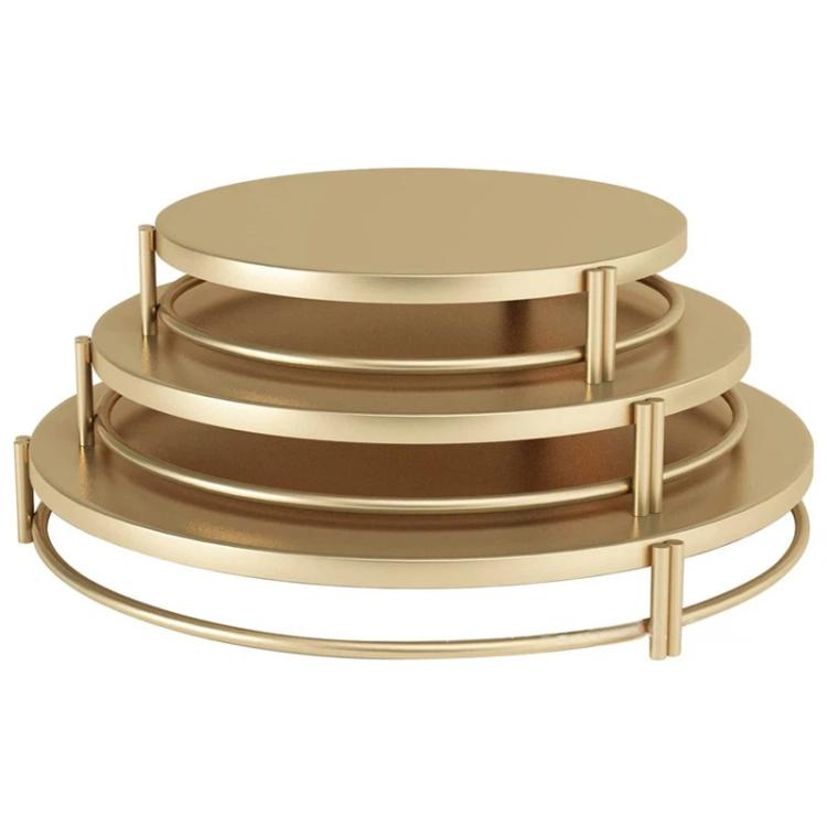 Gold 3-tier stackable cake stand set with metal support bars