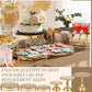 Gold dessert tray set with round serving plates on pedestal bases