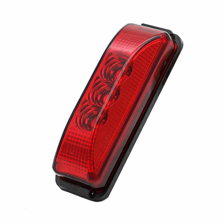 Red truck side marker light with 3-LED lens and black mounting frame