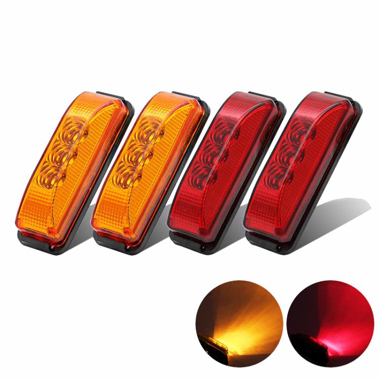 Set of truck side marker lights with red and yellow lenses and black housings