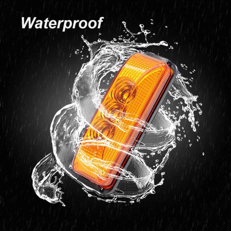 Waterproof-style truck side marker light with amber/yellow 3-LED lens and black frame