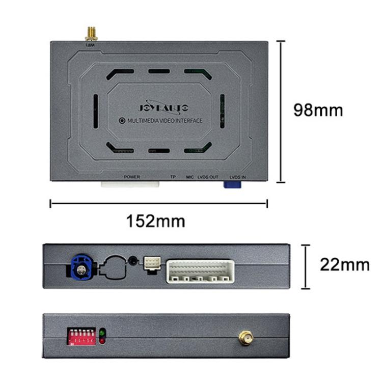 Wireless CarPlay module with ports and mounting bracket, 152x98x22 mm