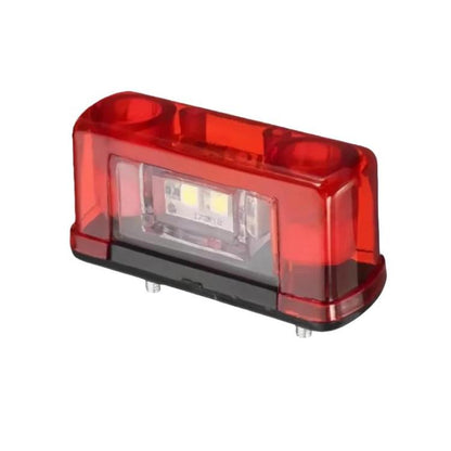 Waterproof LED trailer license plate light with red housing and clear lens, single unit