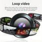 Dashcam loop recording concept graphic with film strip and camera view