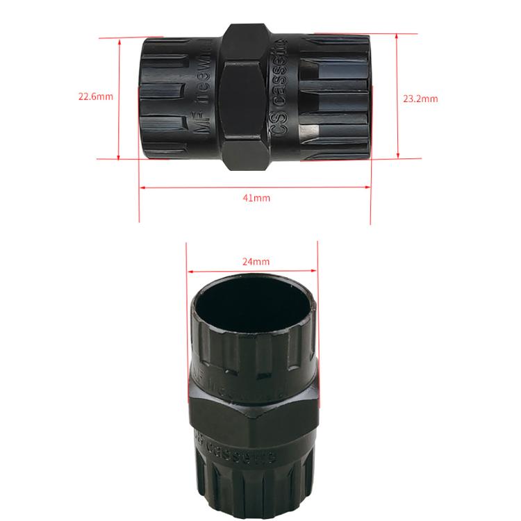 Black freewheel socket tool with size diagram: 22.6mm, 23.2mm, 24mm, 41mm.