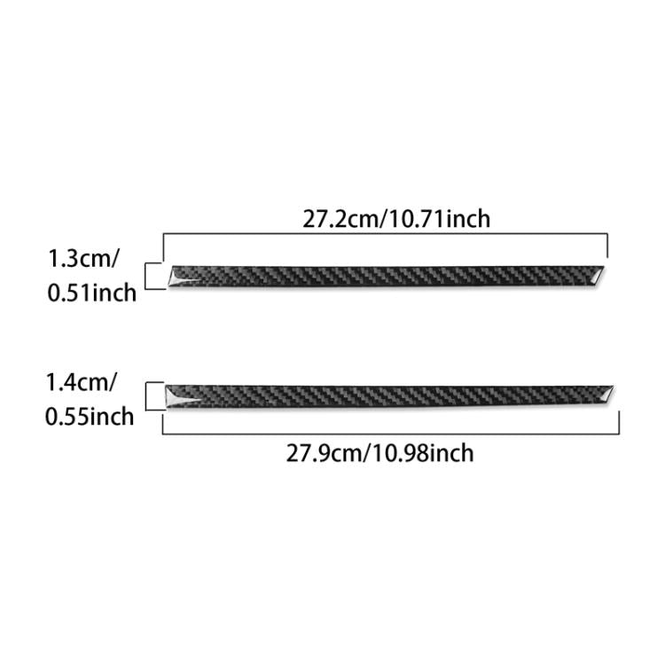 Carbon-fiber vent trim strip dimensions: 27.2 cm length, 1.3 cm height