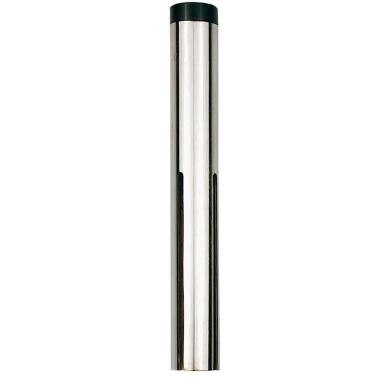 Cylindrical tool shaft with a black top collar and polished metal body