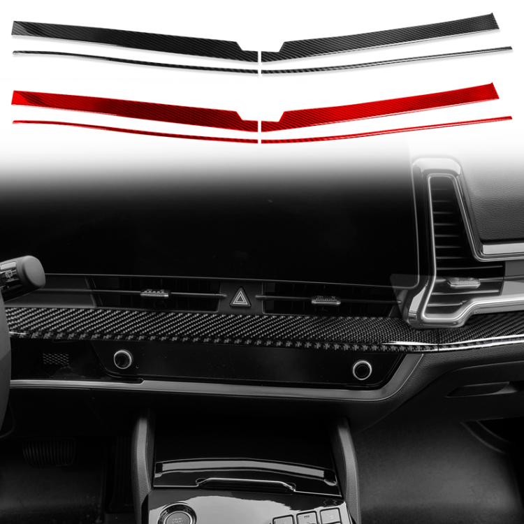 Kia Sportage NQ5 dashboard trim strip installed, red textured V accent on console