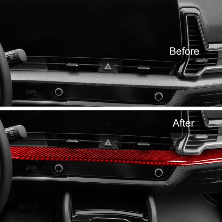 Kia Sportage NQ5 dashboard trim strip installed, red textured V accent on dashboard