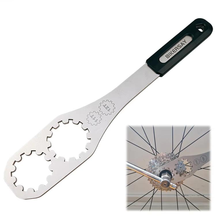 BIKERSAY cassette freewheel removal tool with black handle and 11T/12T notched head
