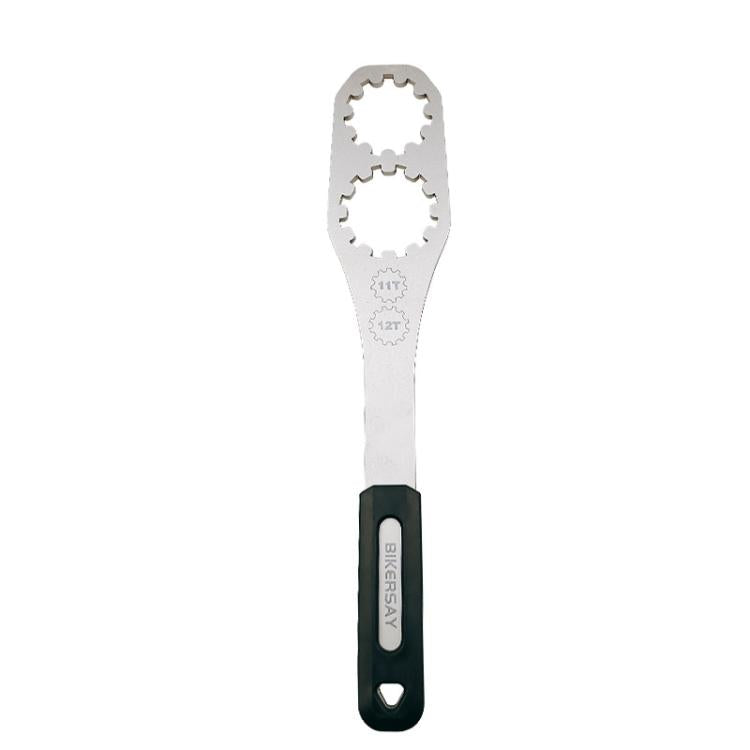 BIKERSAY freewheel removal tool with white 11T/12T notched wrench head and black grip