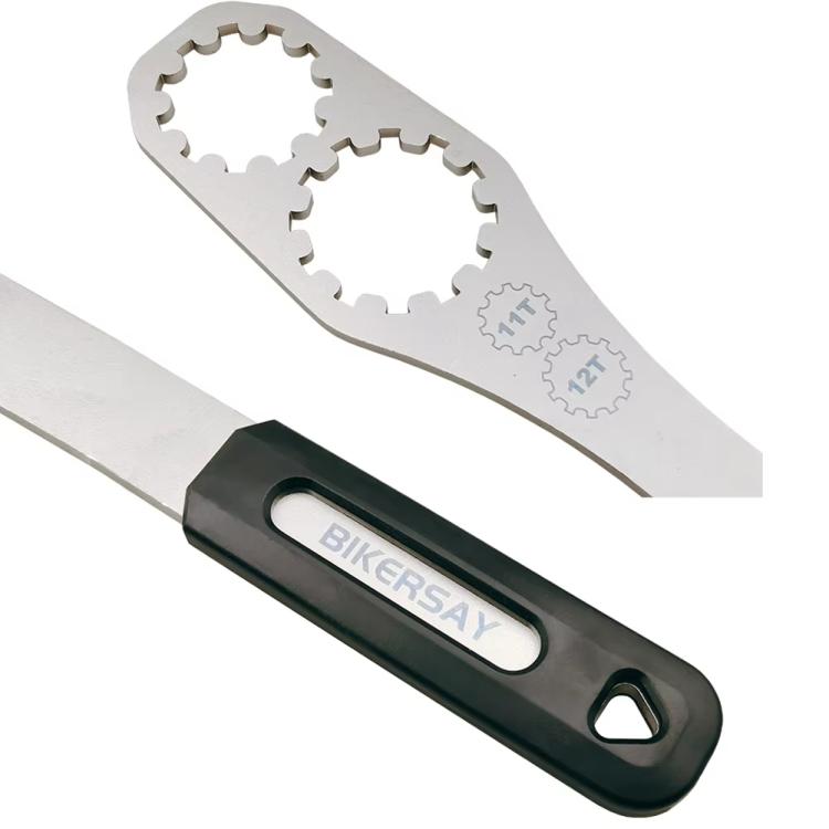 BIKERSAY cassette wrench tool with black handle and engraved 11T/12T notched ends