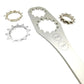 BIKERSAY freewheel removal tool with white 11T/12T notched wrench and spare cogs shown