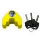 Universal disc brake lock, yellow cover with key ring and three keys