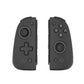 Black split left/right Nintendo Switch controllers with D-pad, ABXY buttons, analog sticks