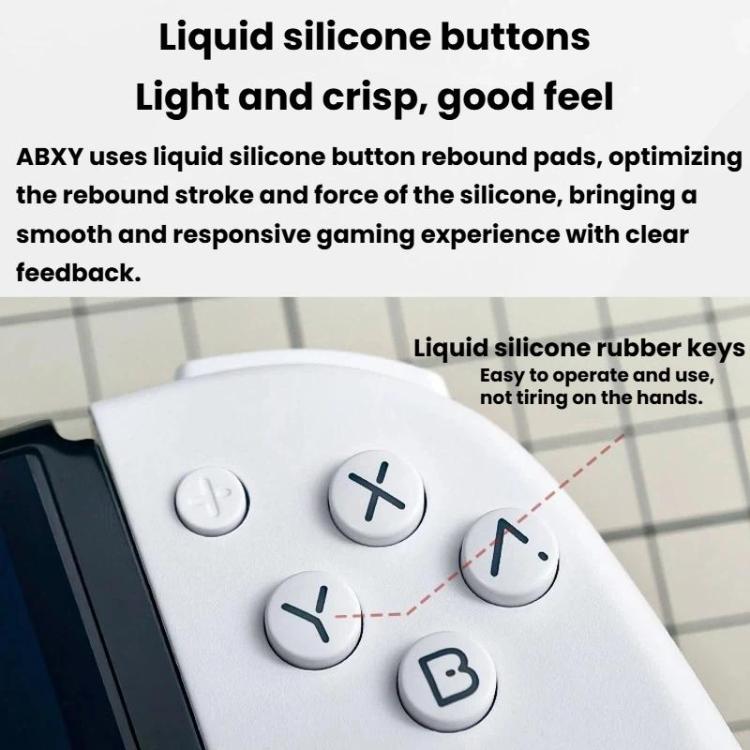 White controller face with liquid-silicone style ABXY rubber buttons and analog stick