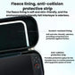 Black storage case interior with fleece lining and scratch-resistant strip