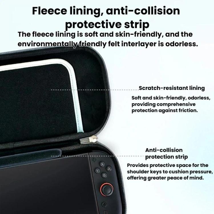 Black storage case interior with fleece lining and scratch-resistant strip