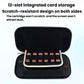 Open black storage case with 12 cartridge slots and protective inner lining