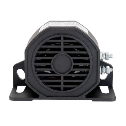 12–80V waterproof reversing alarm horn with black grille and mounting bracket