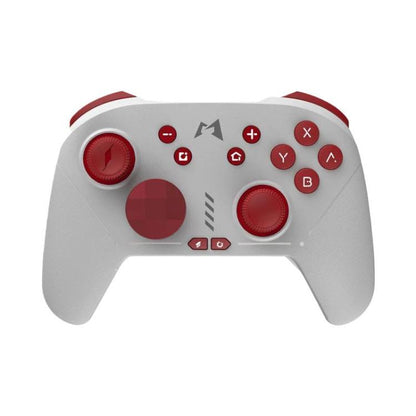 White game controller with red analog sticks and face buttons