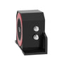 Black alarm horn with red speaker face and two metal mounting screws