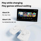 Pair of white charging grips for controllers with slide rails and charging status lights