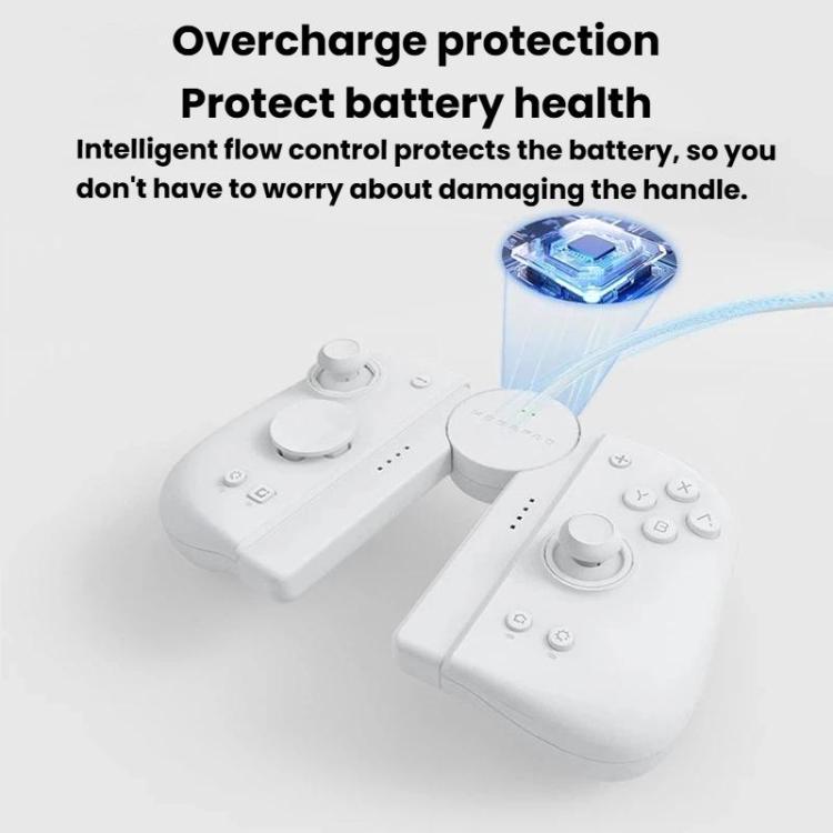 White controller charging grip set with overcharge protection indicator light
