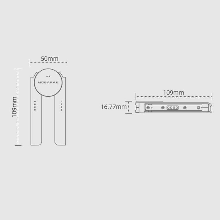 Charging grip size diagram with 50mm width and 109mm length measurements