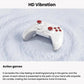 White mechanical game controller with red thumbsticks and translucent red face buttons