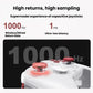 White mechanical game controller top view with red thumbsticks and button cluster