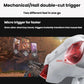 White mechanical game controller with red translucent trigger housing