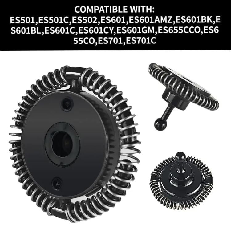 Black milk frother whisk attachment with whisk and coil ring shown from multiple angles