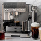 Black handle storage rack mounted on espresso machine side