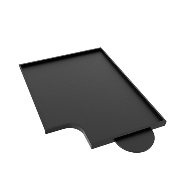 Coffee grounds catcher mat in dark gray/black with side notch and circular outlet