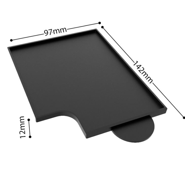Coffee grounds catcher mat in dark gray/black with side notch and rounded edge