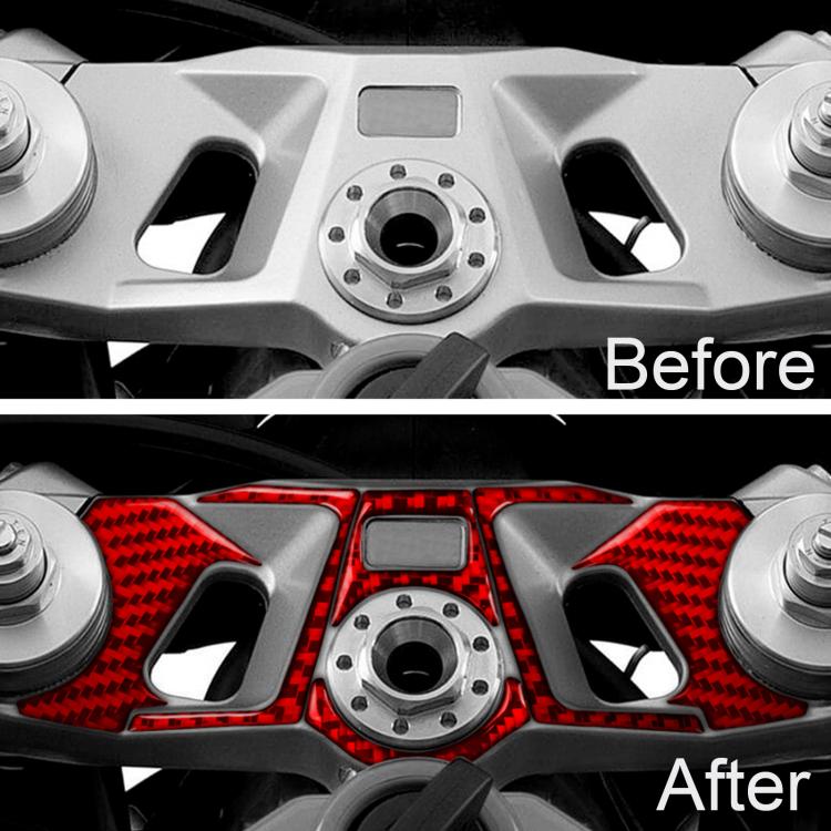 Carbon-fiber interior trim stickers, black base with red accents on panel area