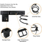 Wall-mounted hair tool holder with storage rack, plug holder, and cord coil hooks, black