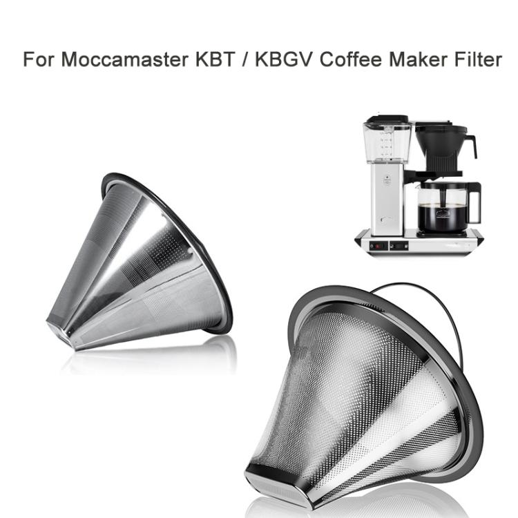 Stainless steel mesh coffee filter, conical insert with black rim