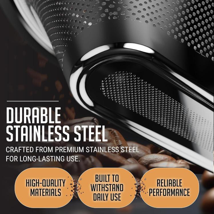 Stainless steel coffee filter mesh insert with dense perforations