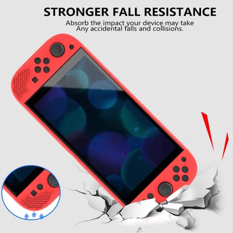 Red silicone protective case for Nintendo Switch 2, textured grip sides and screen cover